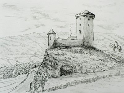 Site fortifié de Falhies à Vezic (essais de restitution).