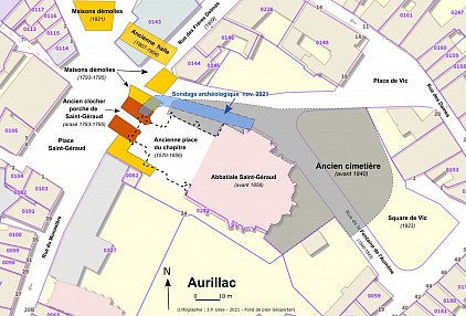 Aurillac : évolution du quartier de Saint-Géraud au 19e siècle (Infographie : J.-P Usse).