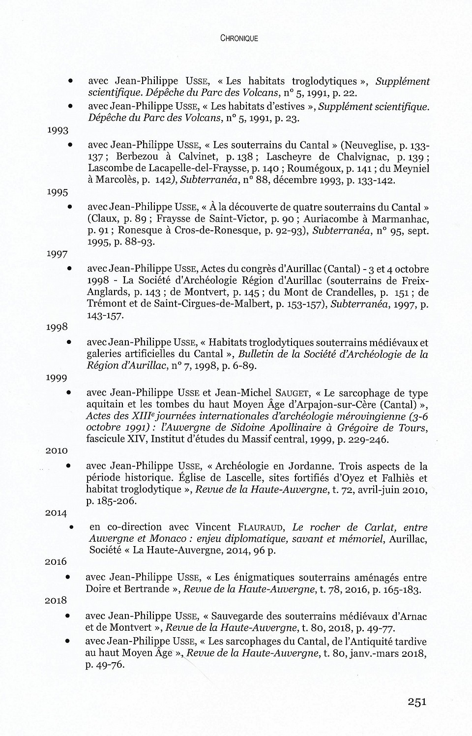 Rassinot Annie archéologue  enseignante professeur d'histoire thèse doctorat souterrain Auvergne Usse Jean-Philippe