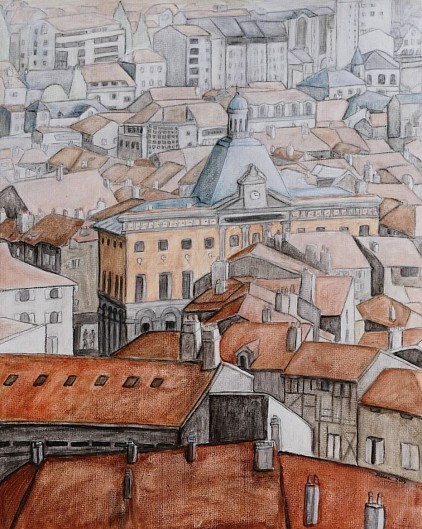 Aurillac centre-ville (dessin : J-Philippe Usse)