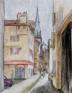 Rue du Monastère, Aurillac (Dessin : J-Philippe Usse)