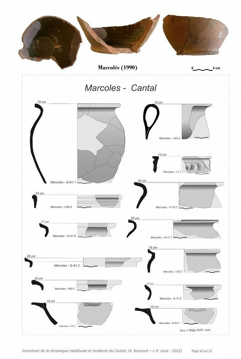 Etude céramologique des sites défensifs et souterrains médiévaux et du Cantal   (Annie RASSINOT et Jean-Philippe USSE -2021 – 2023).