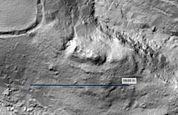 Fig.1 : Image LiDAR du site fortifié médiéval, Lafeuillade-en-Vézie (Cantal)